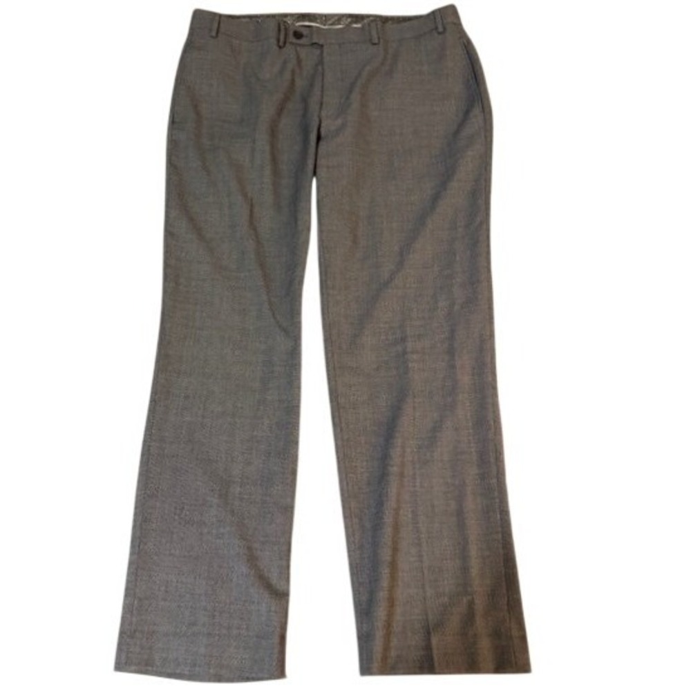 Michael Strahan Dress Pants Men 40x30 Grey Wool Blend Flat Front Straight Slacks